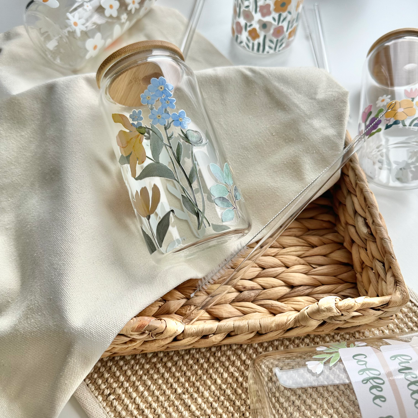 Spring Floral Glass Cup