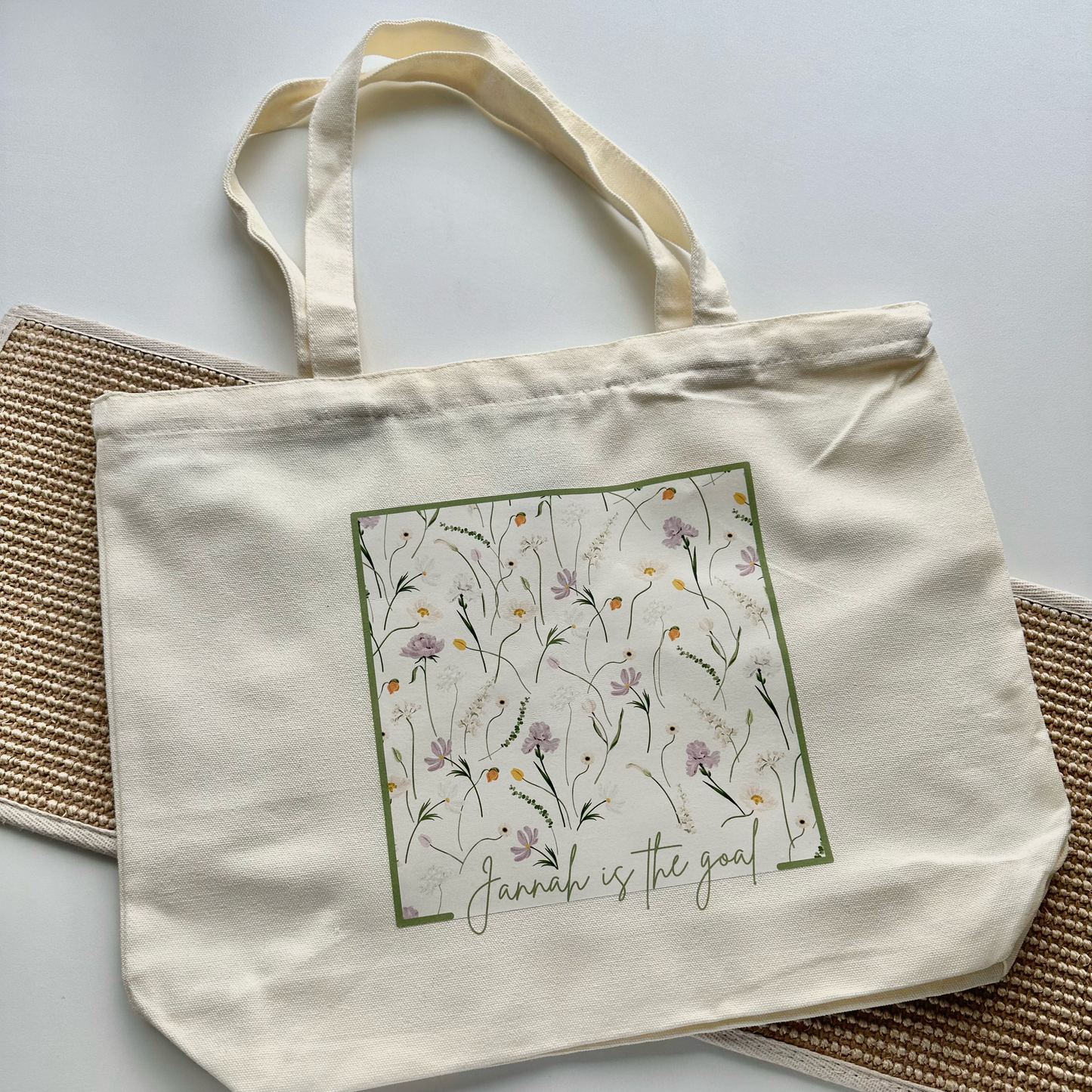 Spring Floral Jannah is the Goal Zipper Tote Bag