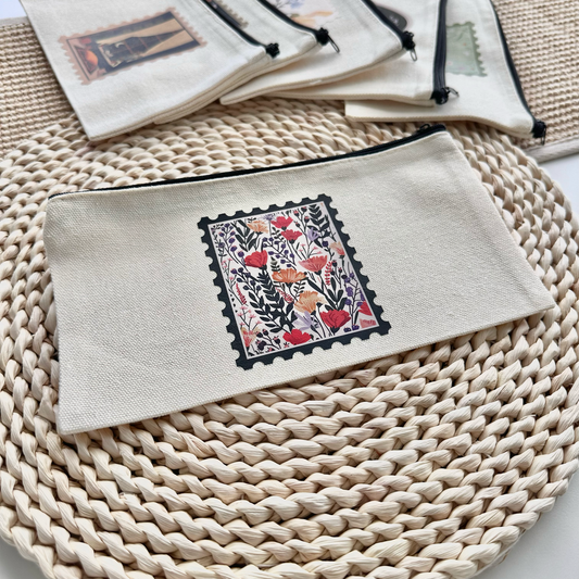 Pink Floral Zipper Pouch