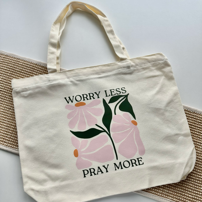 Worry Less Zipper Tote Bag (Pink)