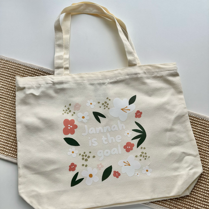 Floral Jannah is the Goal Zipper Tote Bag