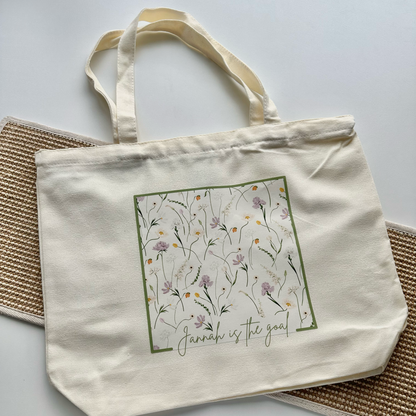 Spring Floral Jannah is the Goal Zipper Tote Bag